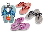Wholesale Footwear Women's T-Strap Sandals With/ Matallic Straps - Assorted Colors