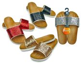 Wholesale Footwear Women's Slide Sandals With/ Metallic Straps - Assorted Colors