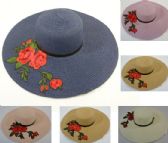Ladies Woven Fashion Hat Applique Roses