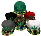 Marijuana Leaf Embroderied Printed Bill Snapback Hats