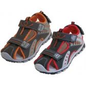 Wholesale Footwear Boy's Pu. Leather Upper Multi Color Velcro Sandals