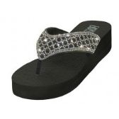 Wholesale Footwear Women's Rhinestone Upper Wedge Sandals Silver/black Color