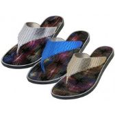 Wholesale Footwear Women's Metallic Upper Rubber Thong Flip Flops
