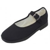 Wholesale Footwear Girl's Cotton Upper Mary Janes Canvas Shoe Black Color Only