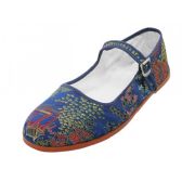 Miss Satin Brocade Upper Mary Janes Shoe Navy Color Only