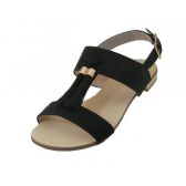 Wholesale Footwear Women's "mixx Shuz" Strip Upper With Tassel Flat Sandal Black Color