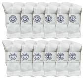 Yacht & Smith Kids Cotton Terry Cushioned Crew Socks White Size 6-8 Bulk Pack