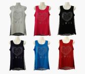 Womens Assorted Color Love Tee Shirt With Striped Back