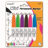 Six Piece Mini Permanent Markers With Clip