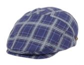 Cotton Slim Fit Six Panel Check Ivy Caps In Navy