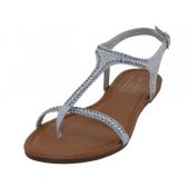 Wholesale Footwear Women's Rhinestone Thong Sandals Silver Color
