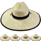 Natural Palm Straw Assorted Border Brim Man Summer Hat