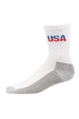 Women's Usa Printed Crew Socks In White Grey Heel And Toe 9-11