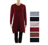 Women's Long Sleeve Crew Neck Pullover Loose Tunic Sweater Dress