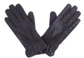 Women's Black Leather Gloves With Buttons