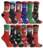 Yacht & Smith Christmas Holiday Crew Socks Assorted Holiday Design Size 9-11