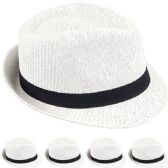 Straw Fedora Hat In White