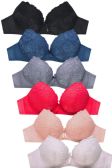 216 Wholesale Sofra Ladies Demi Cup Lace Push Up Strapless Bra