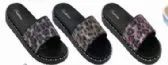 Wholesale Footwear Women's Leopard Print Open Toe Sandals Thick Soled Slippers