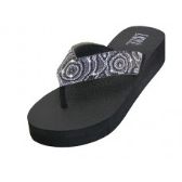 Wholesale Footwear Women's Rhinestone Upper Wedge Sandals ( Black/white Color )
