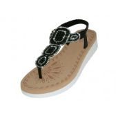 Wholesale Footwear Women's Super Soft Rhinestone Upper Sandals Black Color