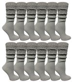 Yacht & Smith Womens Heavy Cotton Slouch Socks, Solid Heather Gray