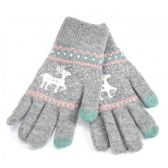 Ladies Touch Screen Glove Reindeer Print