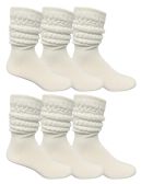 Yacht & Smith Mens Cotton Extra Heavy Slouch Socks, Boot Sock Solid White