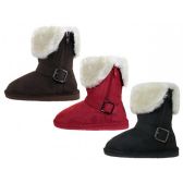 Wholesale Footwear Youths Micro Suede Foldover Boots With Faux Fur Lining And Side Zipper