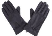 Women's Black Leather Gloves With Buttons