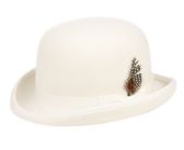 Round Crown Bowler Felt Hats With Grosgrain Band In Ivory