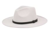 Polyester Felt Fedora With Faux Leather Light Gray