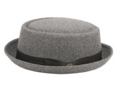 Round Shape Wool Blend Pork Pie Fedora Hat With Grosgrain Band In Charcoal