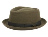 Diamond Shape Wool Fedora With Grosgrain Band In Olive
