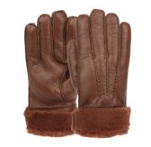 Mens Faux Leather Winter Glove With Fur Cuff And Lining