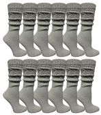 Yacht & Smith Womens Cotton Extra Heavy Slouch Socks, Boot Sock Solid Heather Gray