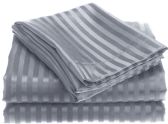 1800 Series Ultra Soft 4 Piece Embossed Stripe Bed Sheet Size Queen In Grey