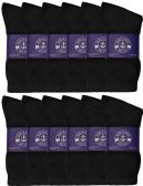 Yacht & Smith Men's Cotton Terry Cushion Athletic Black Crew Socks