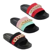 Wholesale Footwear Women's Stripe Chain Slides