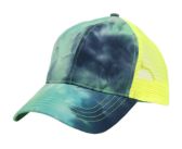 Ponytail Tie Dye Cotton Truck Cap In Mix Lime Green