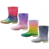 Wholesale Footwear Children's Water Proof Soft Plain Rubber Rain Boots Assorted Glitter
