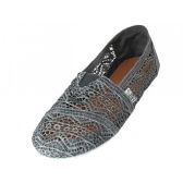 Wholesale Footwear Women's Crochet Canvas Slip On In Gray Color