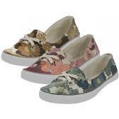 Wholesale Footwear Women's Floral Print Canvas Lace Up Shoes