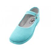 Wholesale Footwear Women's Cotton Upper Mary Janes Shoe Light Blue Color