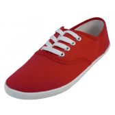 Wholesale Footwear Women's Casual Canvas Lace Up Shoes In Red