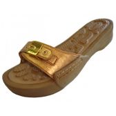 Wholesale Footwear Women's Slide Sandal With Buckle Gold Color