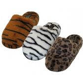 Women's Animals Printed Heavy Plush Close Toe And Open Back House Slippers