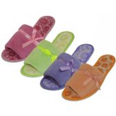 Wholesale Footwear Women's Cotton Terry Upper Open Toe Printed In Sole House Slippers