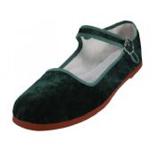 Women's Velvet Upper Classic Mary Jane Shoes In Green Color