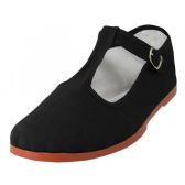 Women's T-Strap Cotton Upper Classic Mary Jane Shoes In Black